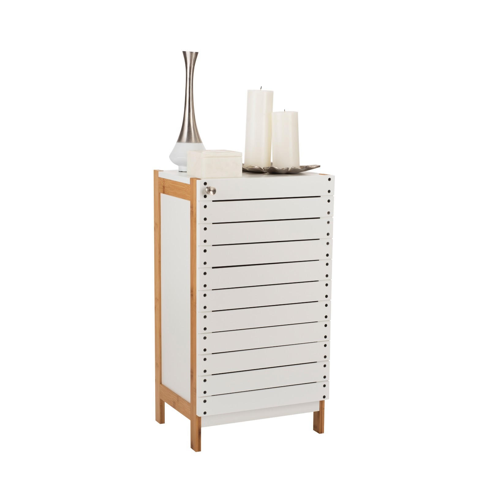 2 Shelf Bamboo Floor Cabinet in White