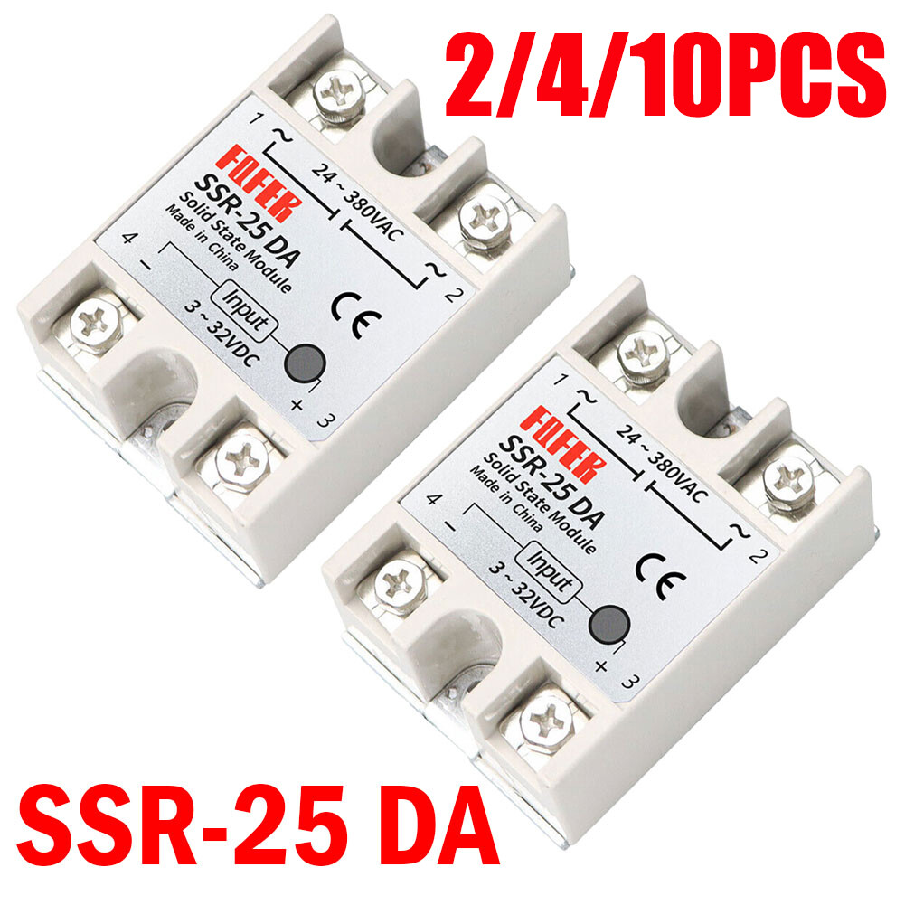 2-10Pcs SSR-25DA Solid State Relay Module 25A DC3-32V Input AC24-380V Output USA