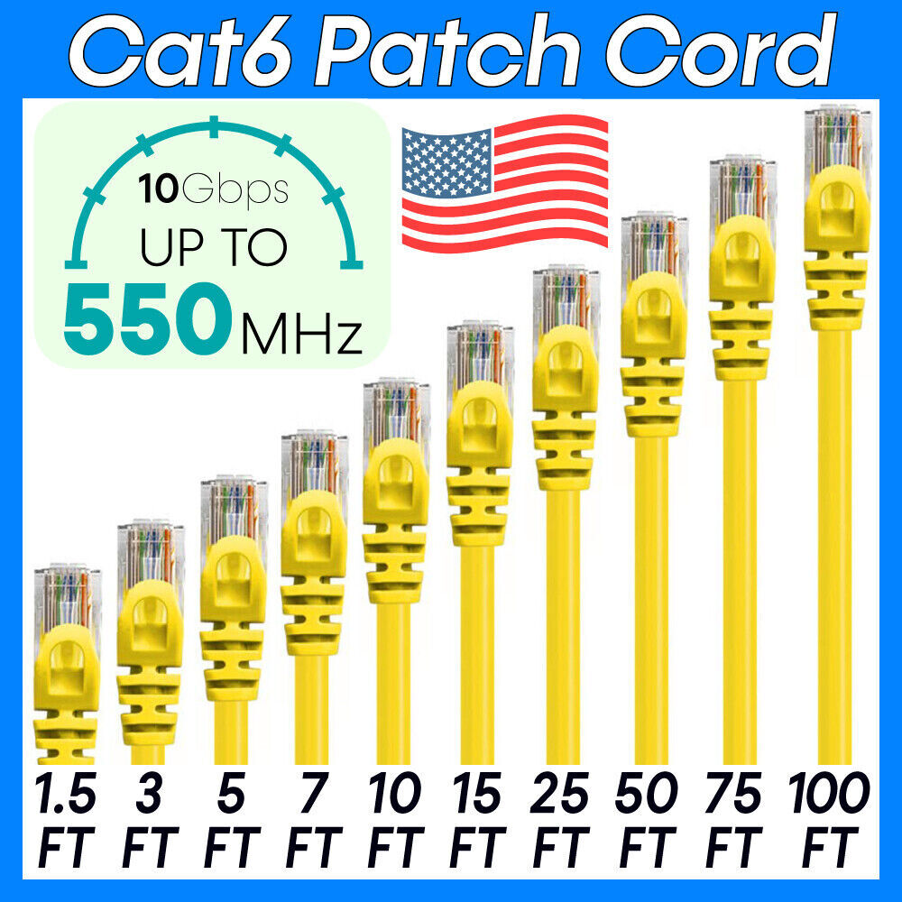 Yellow Cat6 Patch Cord Lan Internet Network Cat6 Cable Ethernet Router Cable LOT