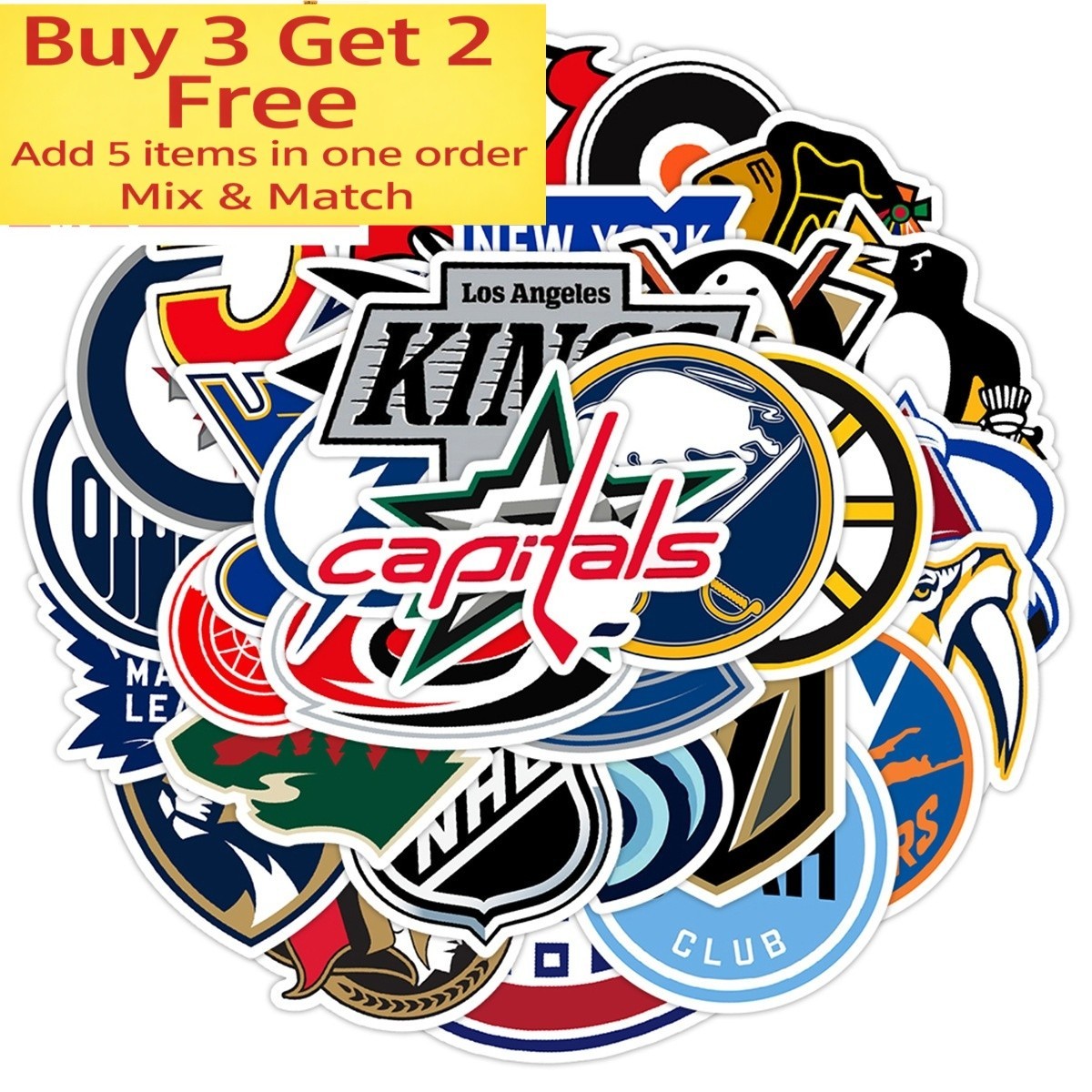 33pc Waterproof Vinyl Stickers NHL All 32 Teams LOGO Hockey Luggage Phone Laptop