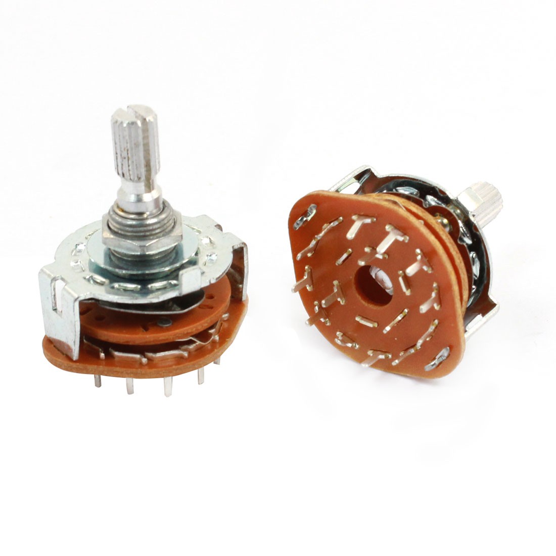 2Pcs 3P4T 3 Pole 4 Position 6mm Knurled Shaft Dia Band Selector Rotary Switch