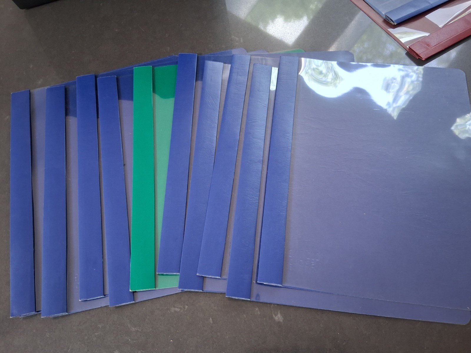 10 Plastic Report Covers with 3-Prong Fasteners Clear Front Presentation
