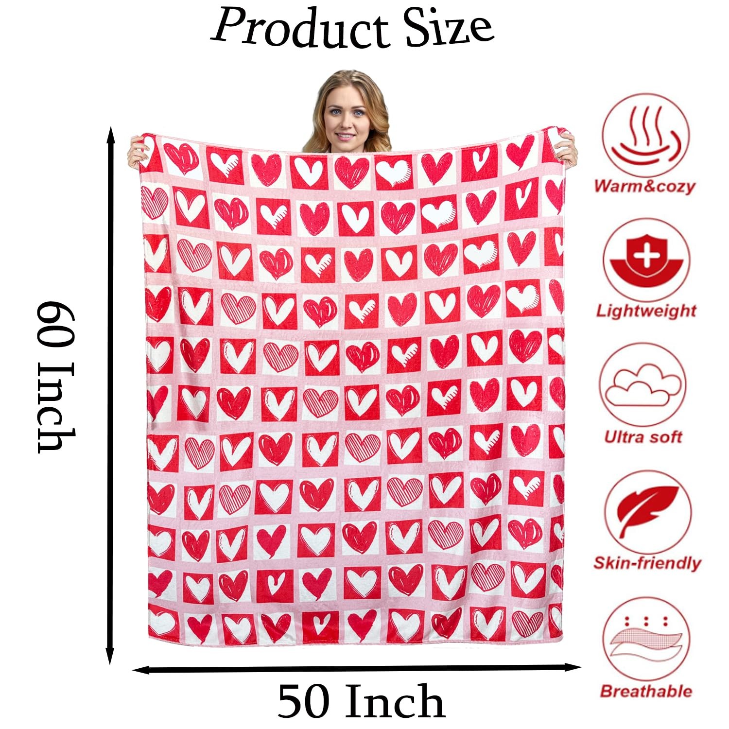 Valentines Day Throw Blanket 60 x 50 Inches,Valentines Throw Blanket for Couc...