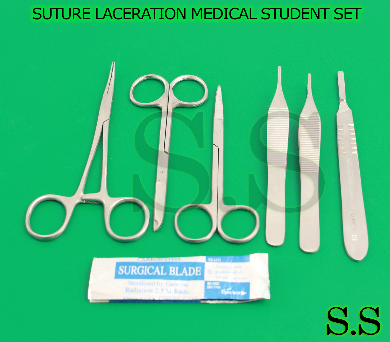 6 PCS SUTURE LACERATION MEDICAL STUDENT SURGICAL INSTRUMENTS SET KIT+5 BLADE #21