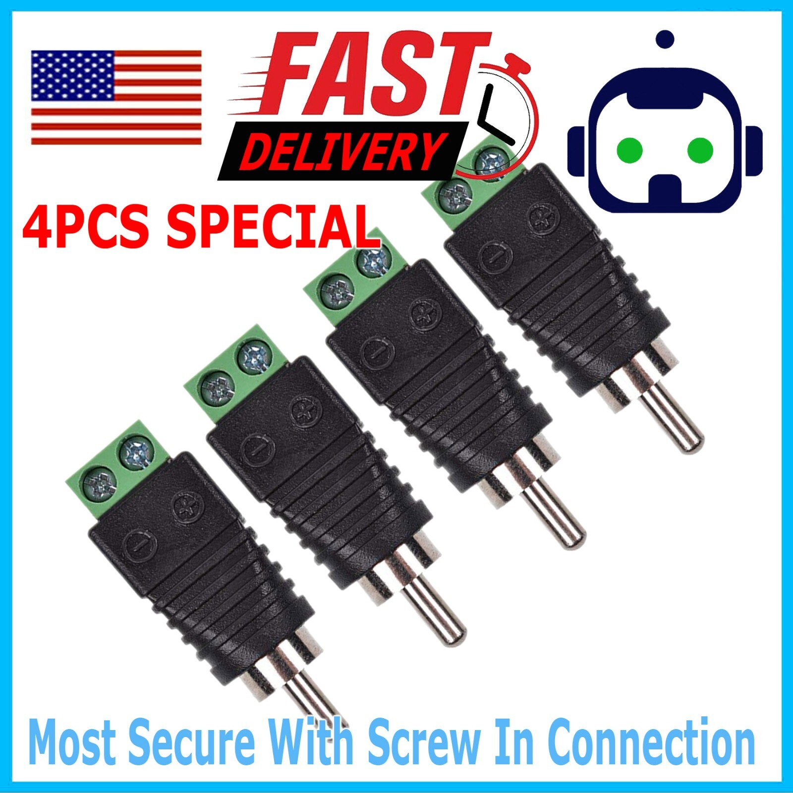 4 pcs Speaker Wire cable to Audio Male RCA Connector Adapter Jack Plug Bose M247