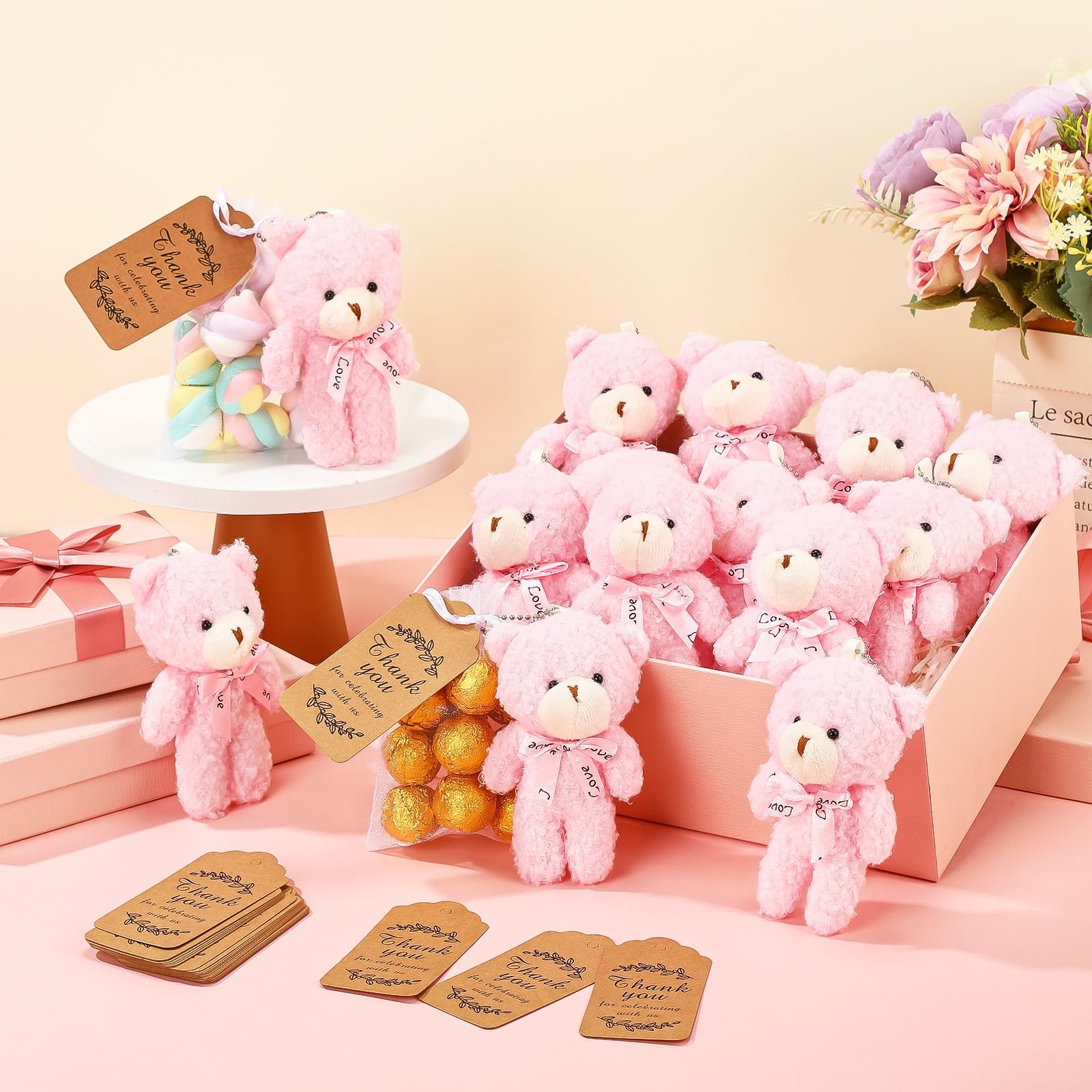 60 Pcs Tiny Stuffed Bear Baby Shower Decorations, Include 4.7 Inch Soft Bear ...