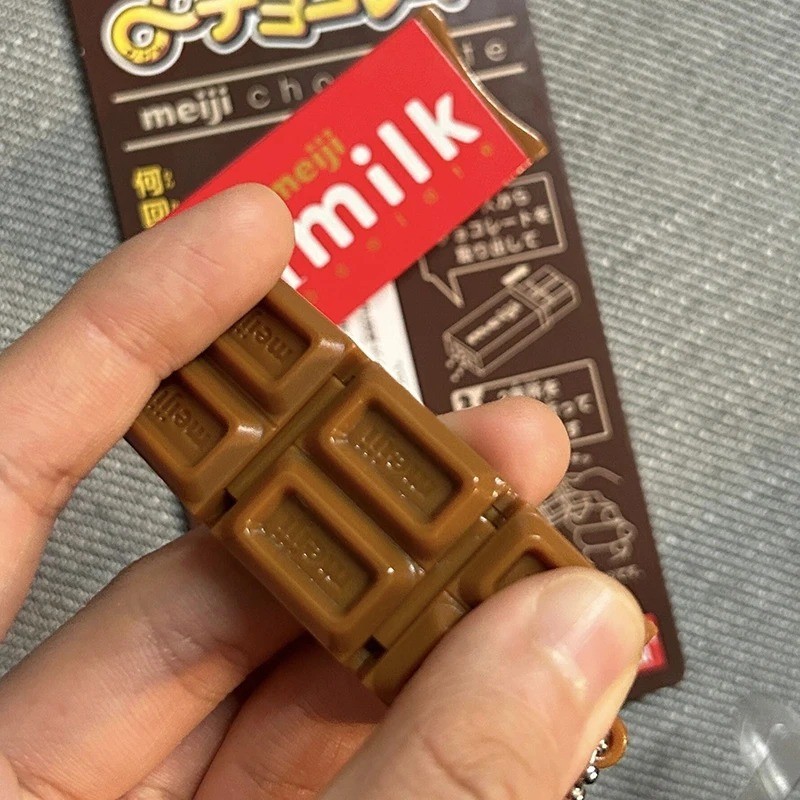 Meiji Chocolate Fidget Toy Bendy Snap-And-Play Stress Relief JP Style Keychain P