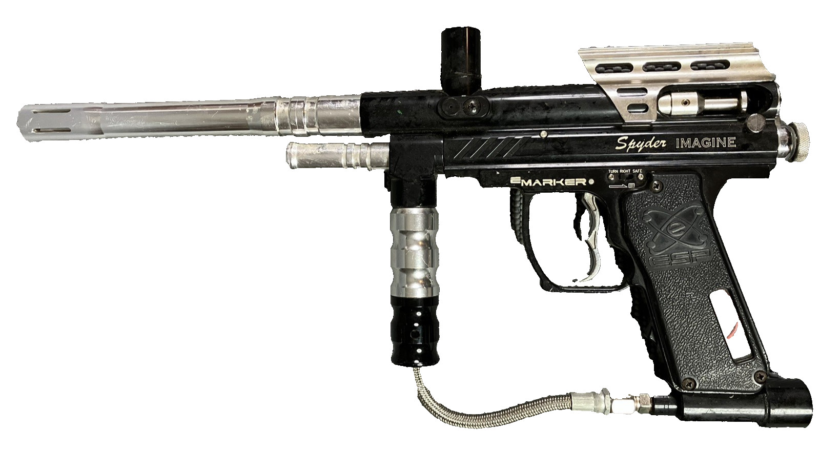 Spyder Imagine Paintball Gun Electronic E Marker w/ Barrel  Black Silv- Untested