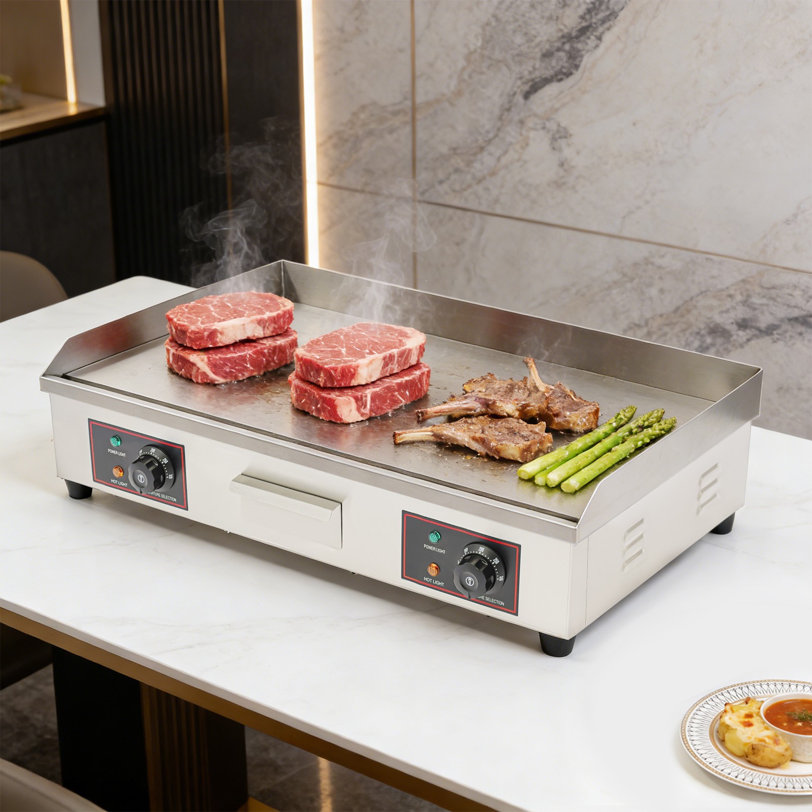 Commercial Electric Griddle 3000W Non-Stick Restaurant  Teppanyaki Flat Top Gril