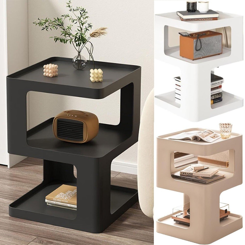 3 Tier Metal Nightstand End Table Modern Side Table for Living Room Bedroom