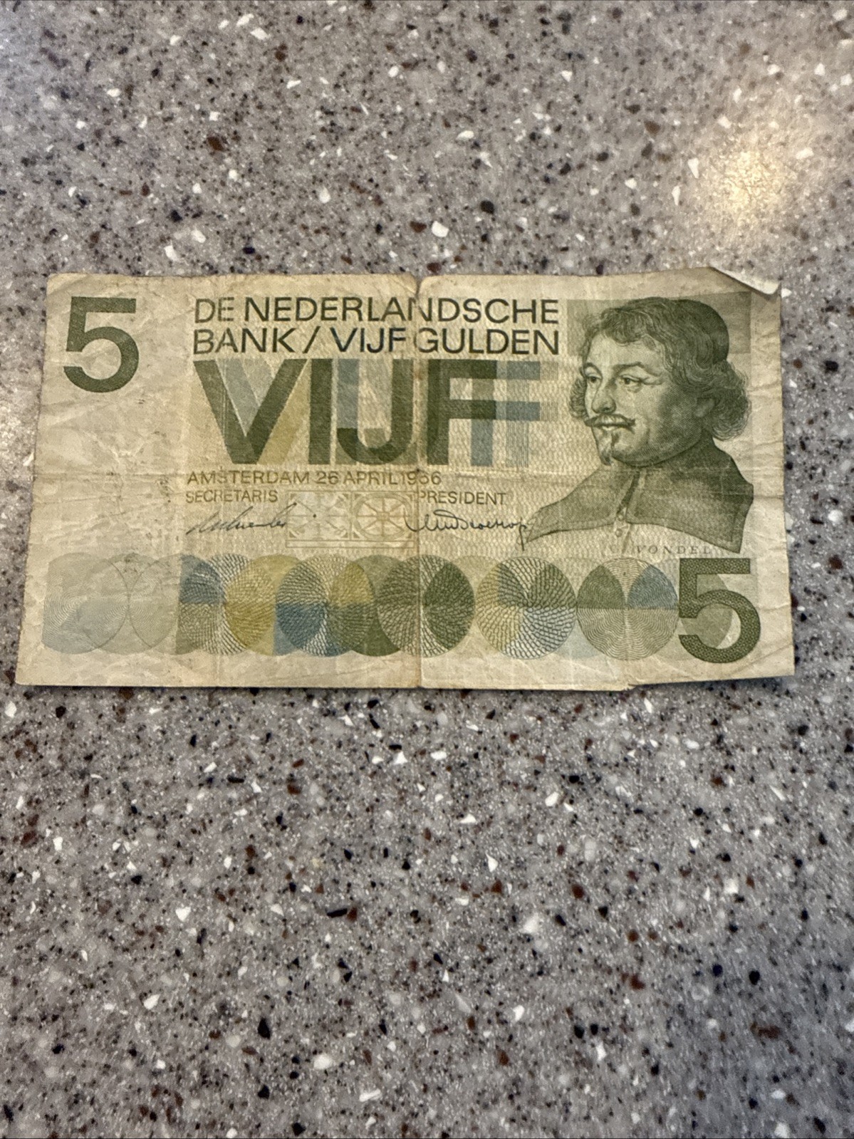 Netherlands  5  Gulden  28.3.1973  P 95a   Circulated Banknote G29