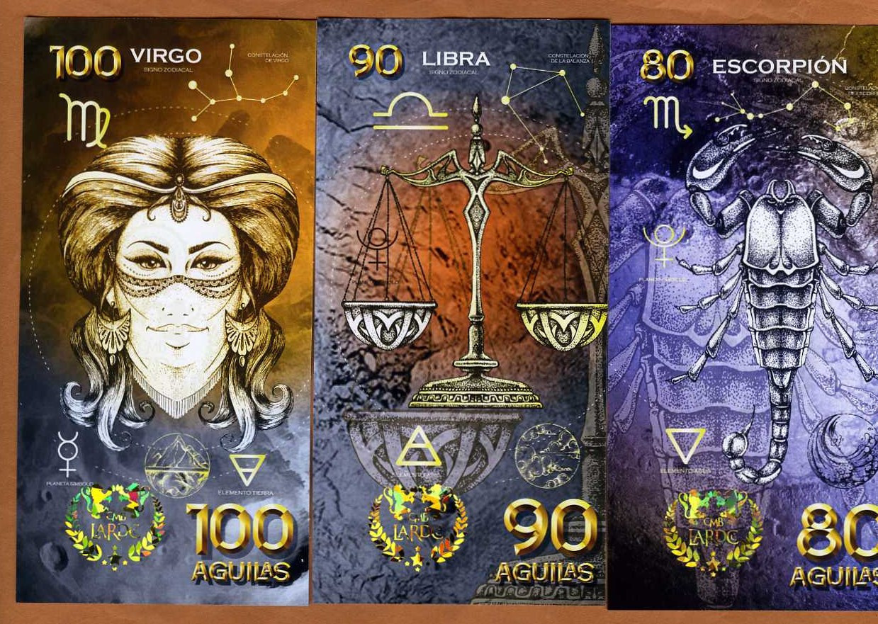 POLYMER SET El Club De La Moneda 80-90-100 Aguilas 2022, Virgo, Libra, Scorpio