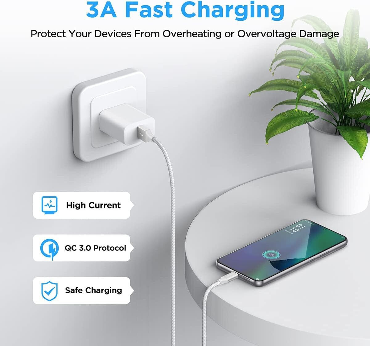 Braided USB Type-C USB-C to USB-A Fast Charge Cable Cord Charger Charging Sync