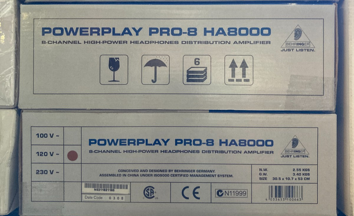 Behringer HA8000 Powerplay Pro-8 - 8-Channel Headphone Distribution Amp - New