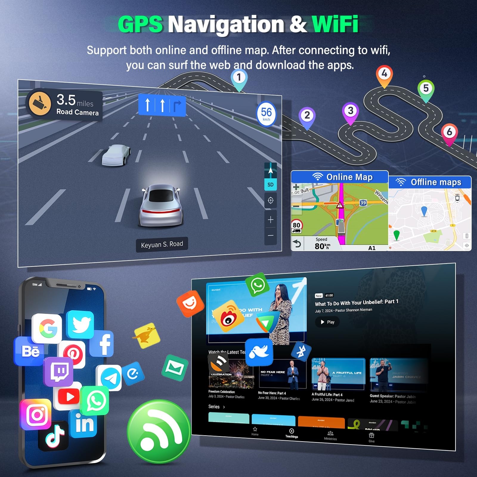 7 Touch Car Radio for 09-11 Durango Android 13 Double Din Carplay Android Auto