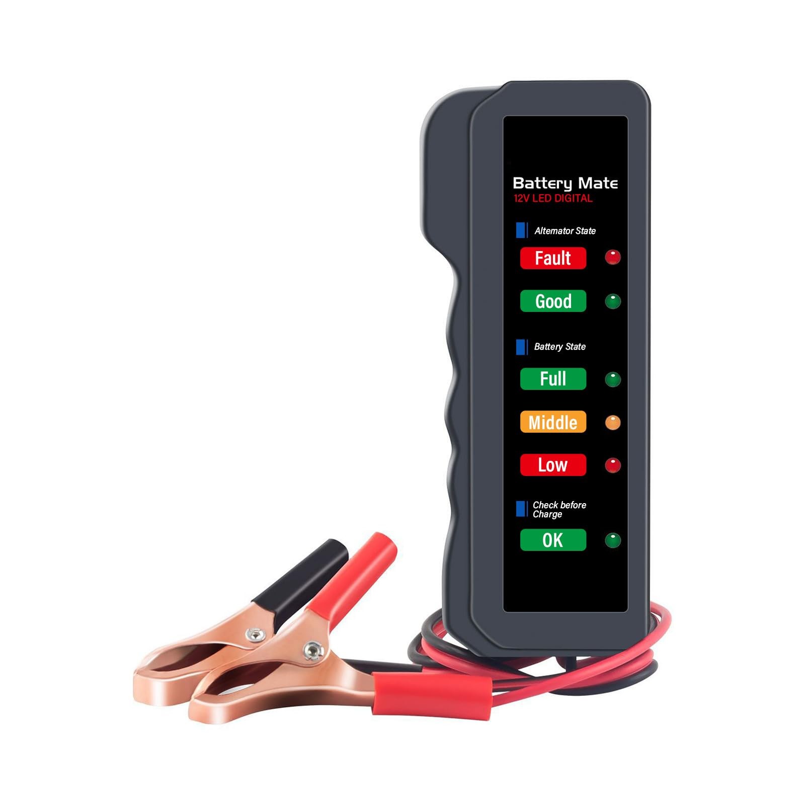 Suvnie 12V Car Battery Tester, Automotive Digital 4.72×1.89×0.73 inches, Gray