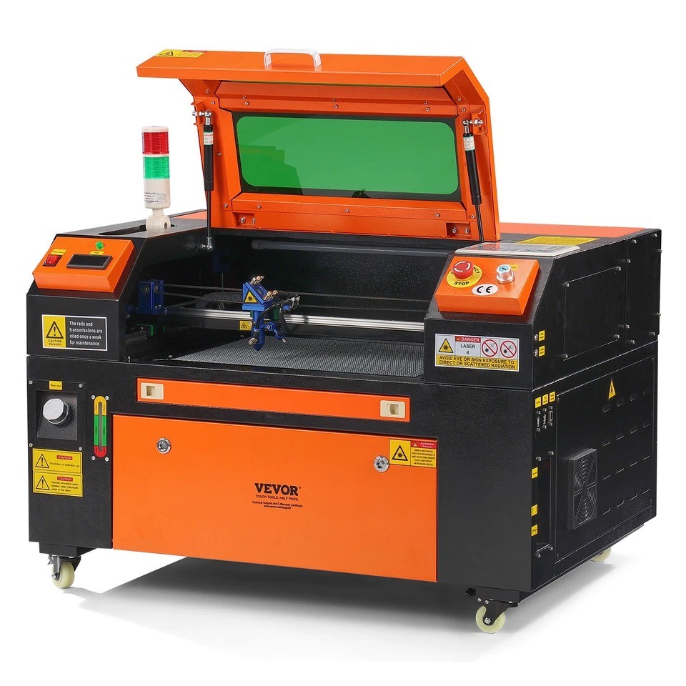 50W CO2 Laser Engraver 19.7 IPS Cutter Engraving Machine 2-Way Pass Air Assist