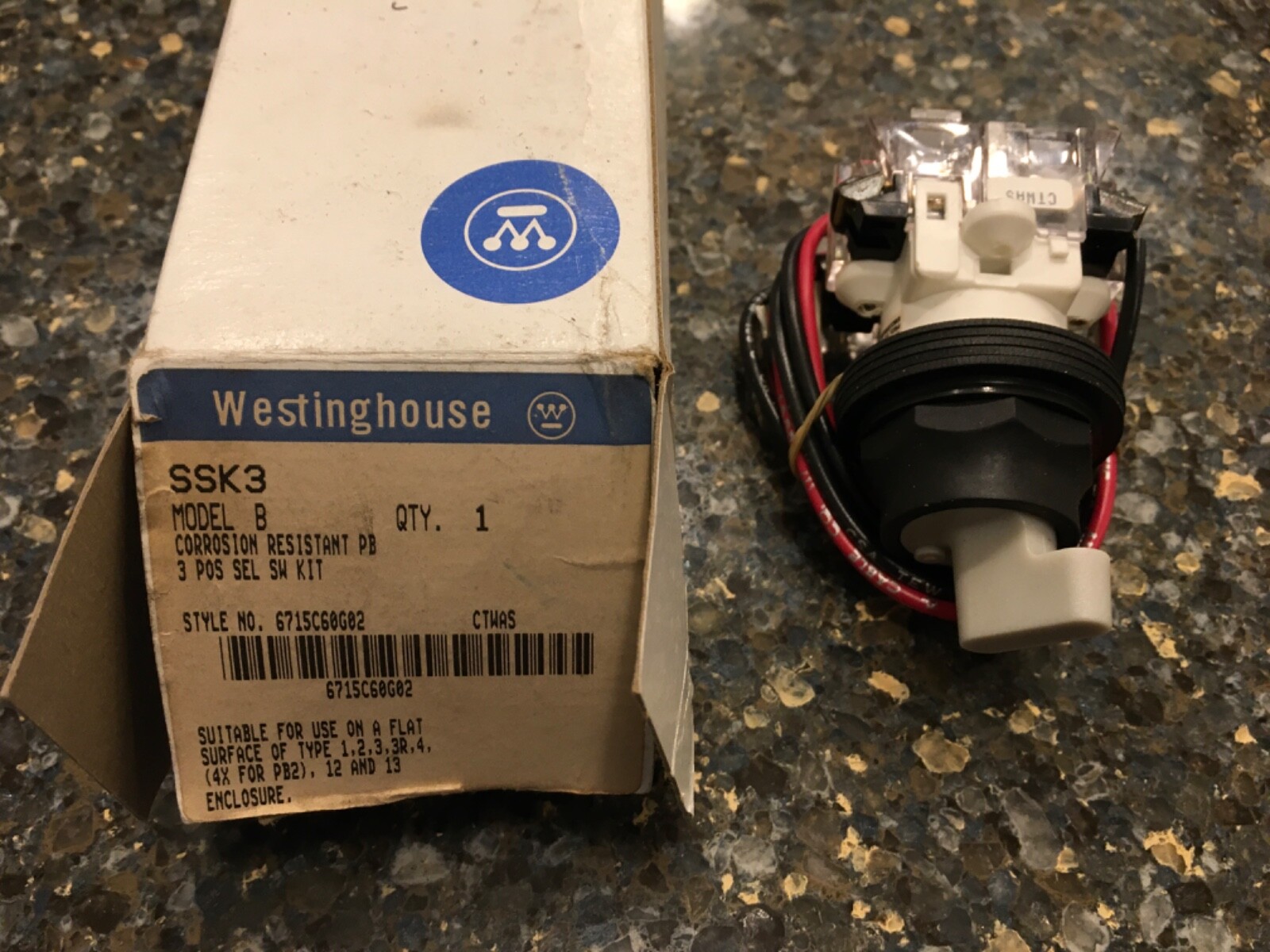 WESTINGHOUSE SSK3 MODEL B CORROSION RESISTANT 3 POSITION SELECTOR SWITCH KIT