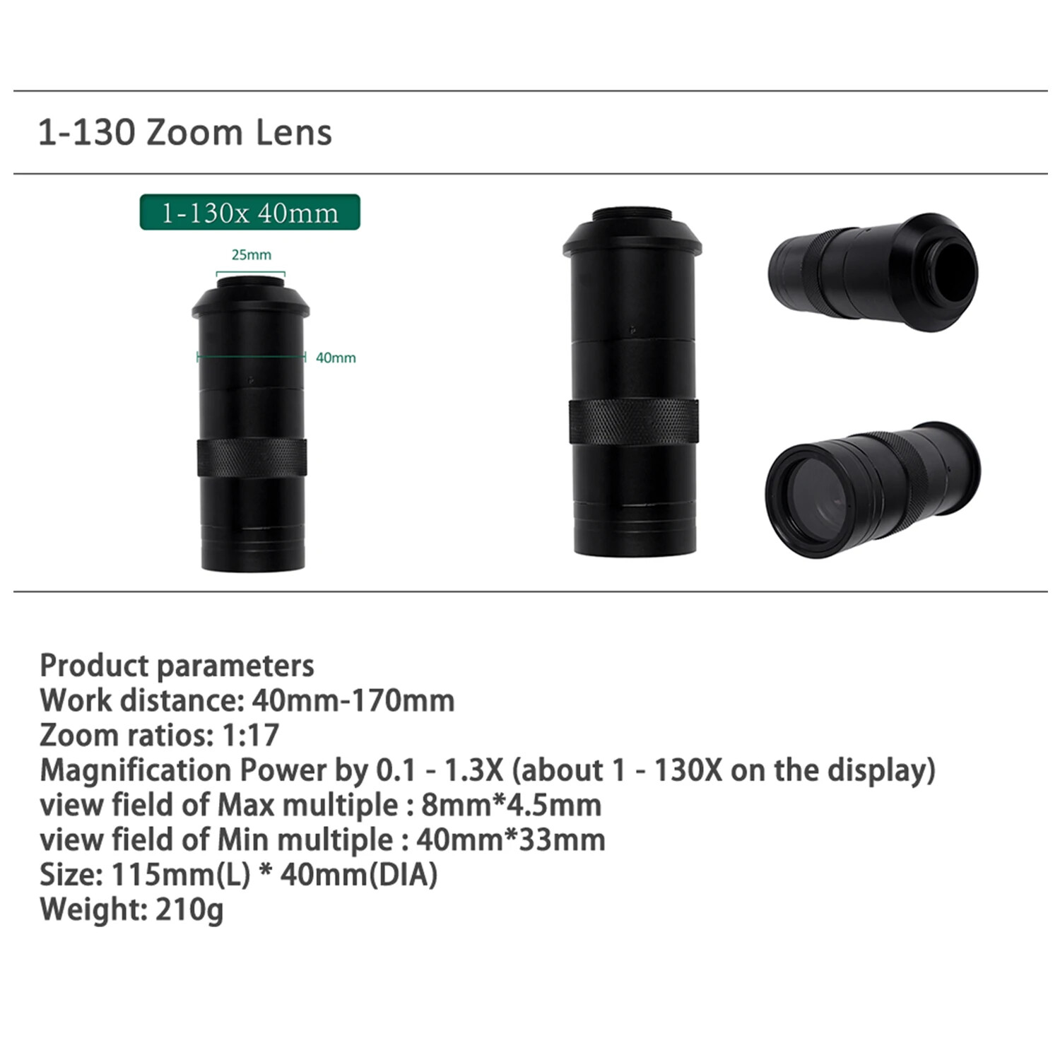 Adjustable Magnification Microscope Lens Zoom C Mount Lens For Microscope Camera