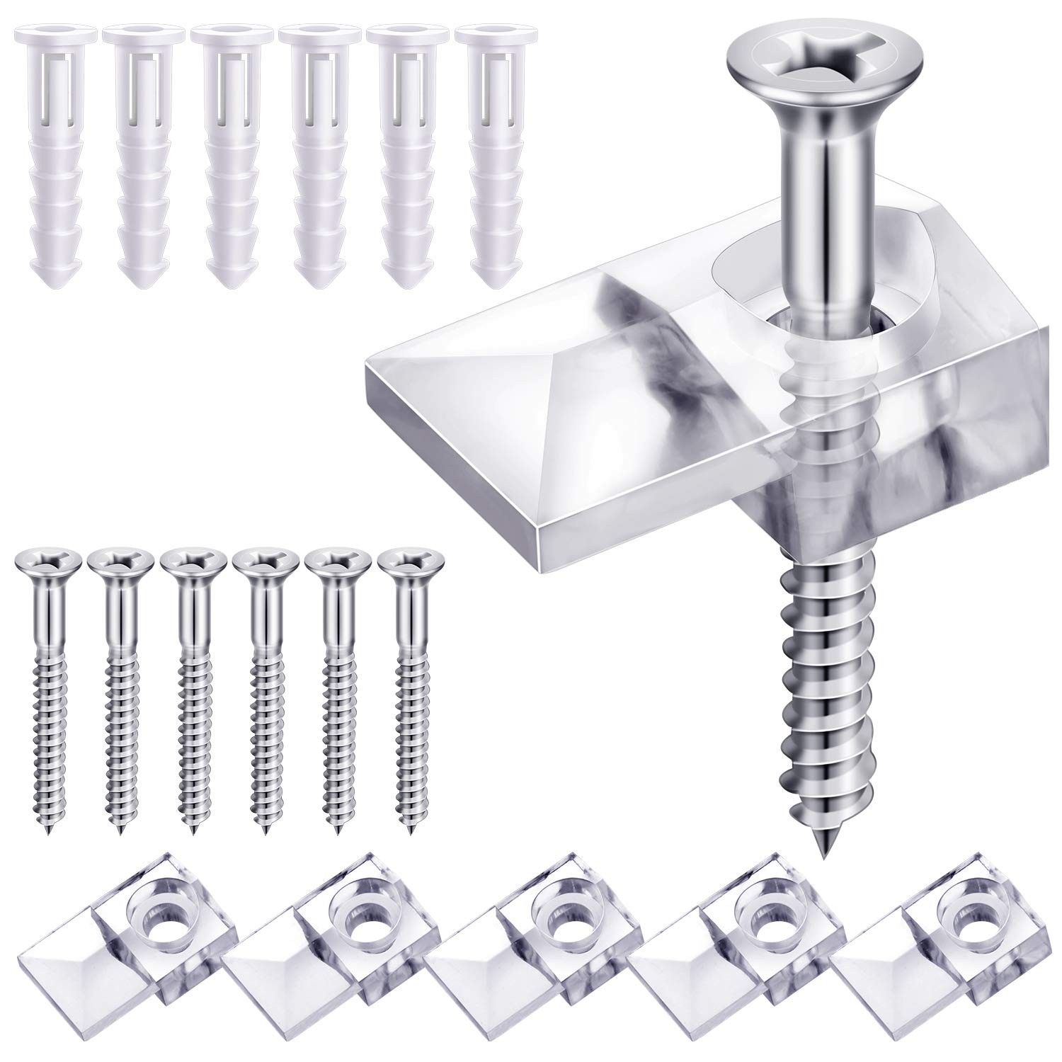 Blulu 20 Pack Mirror Holder Clips, Offset 21 mm / 0.83 inches, gray or silver