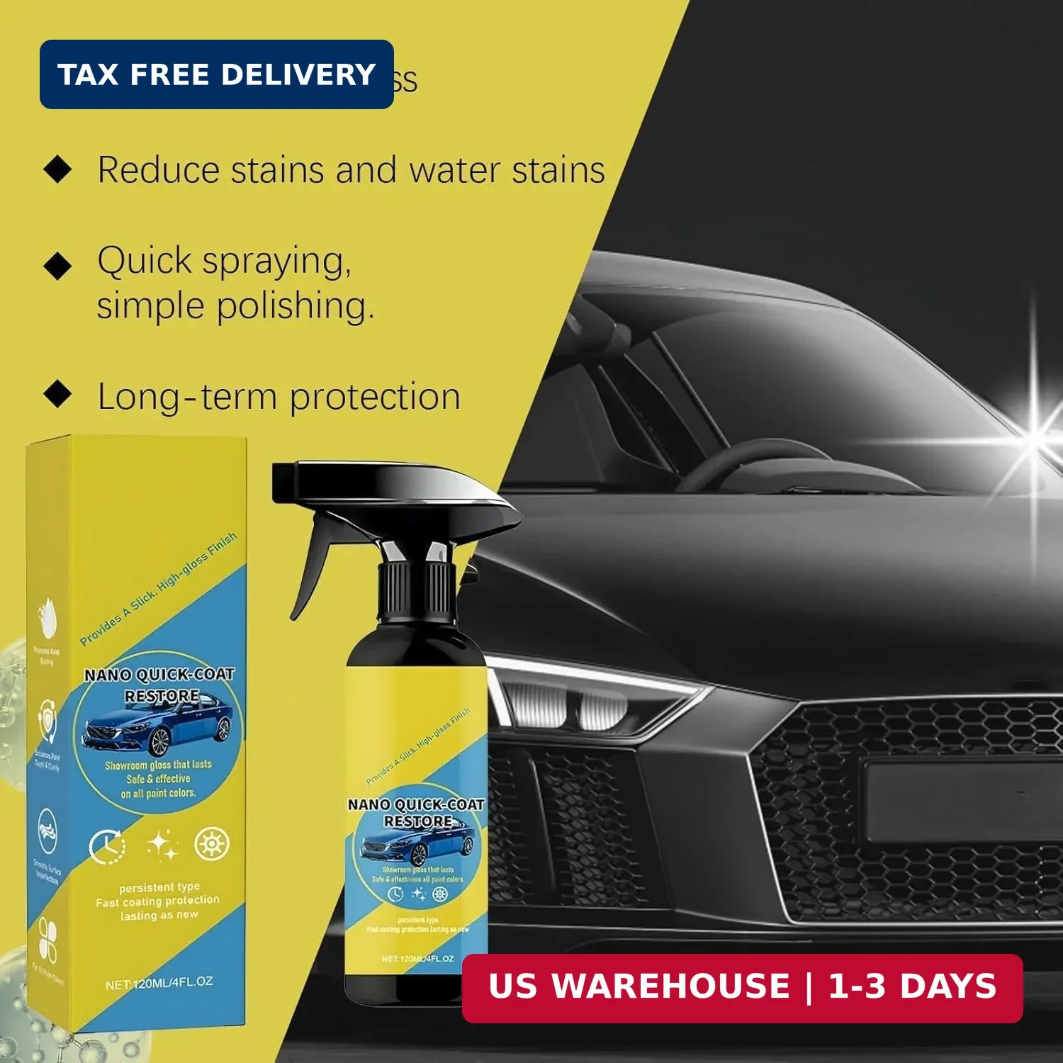 2Pcs Nano Quick Coat Restore CoatingSpray,2026 New Advanced AutomobileQuick-Acti