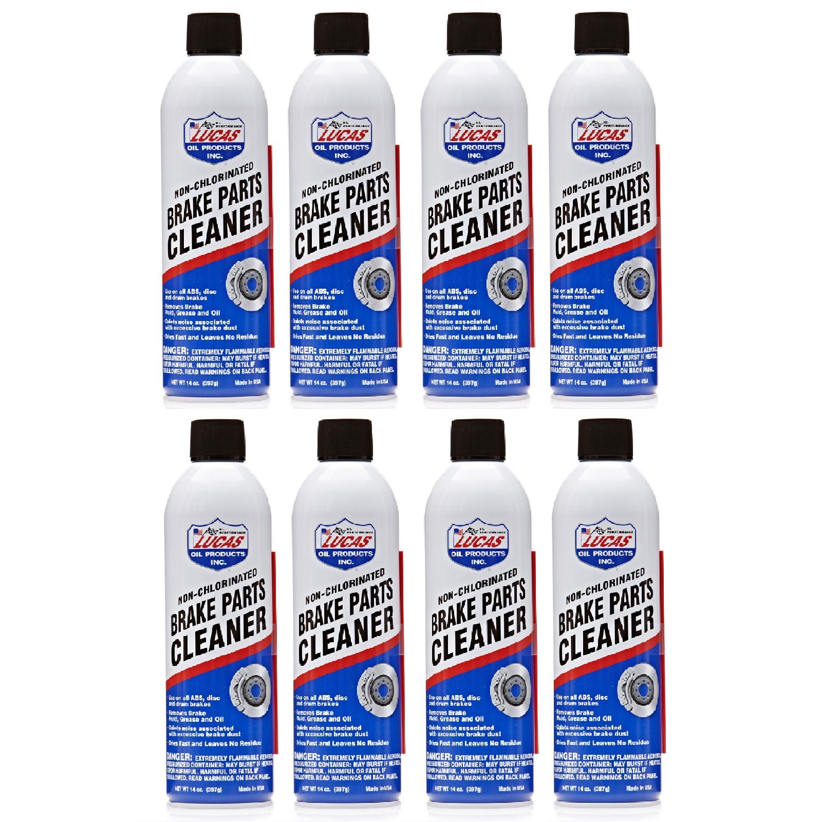 Lucas Oil Set of 8 Non-Chlorinated Brake Parts Cleaner 14 Ounce Spray Bottles