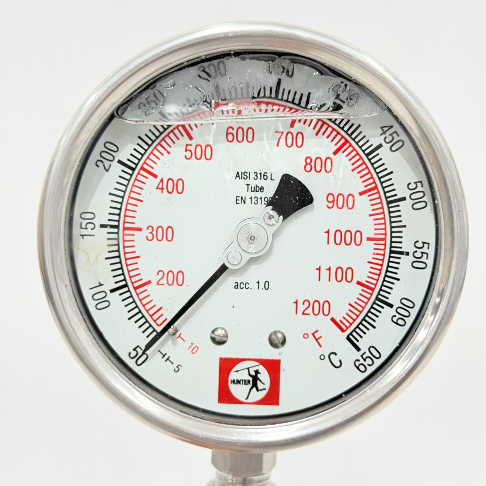 NEW HUNTER 100S-GF-MT-S66-DB BIMETALLIC THERMOMETER 50-650°C 1200°F AISI 316L