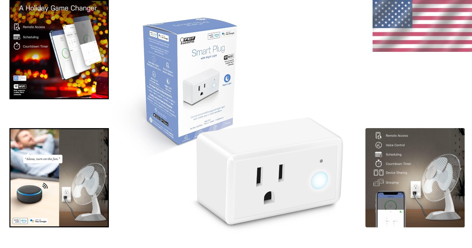 Compact Smart Plug - Voice Controlled Wi-Fi Socket with Built-In Night Light