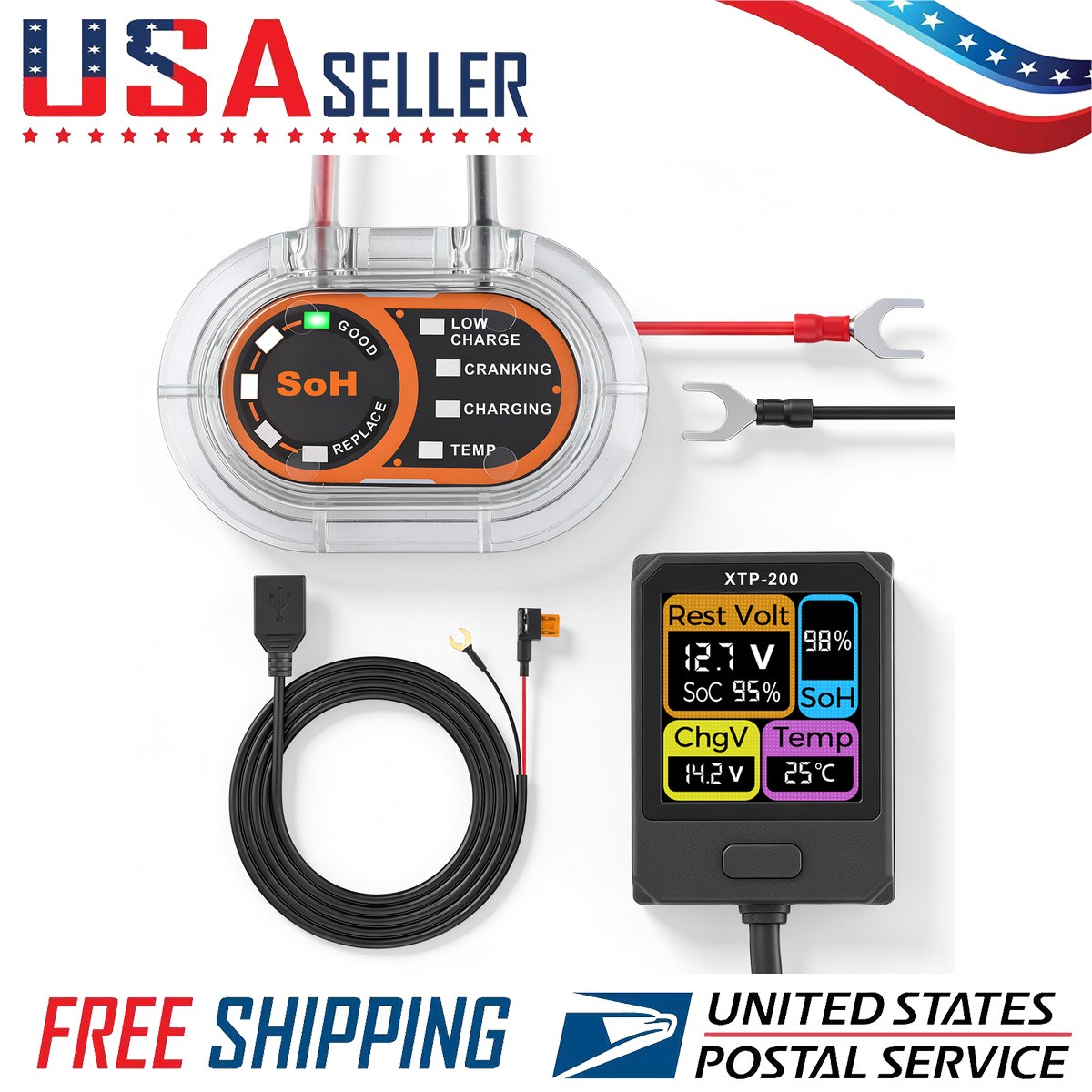 Car 12V Battery Tester Battery Health Monitor Cranking Charging Test 433MHZ