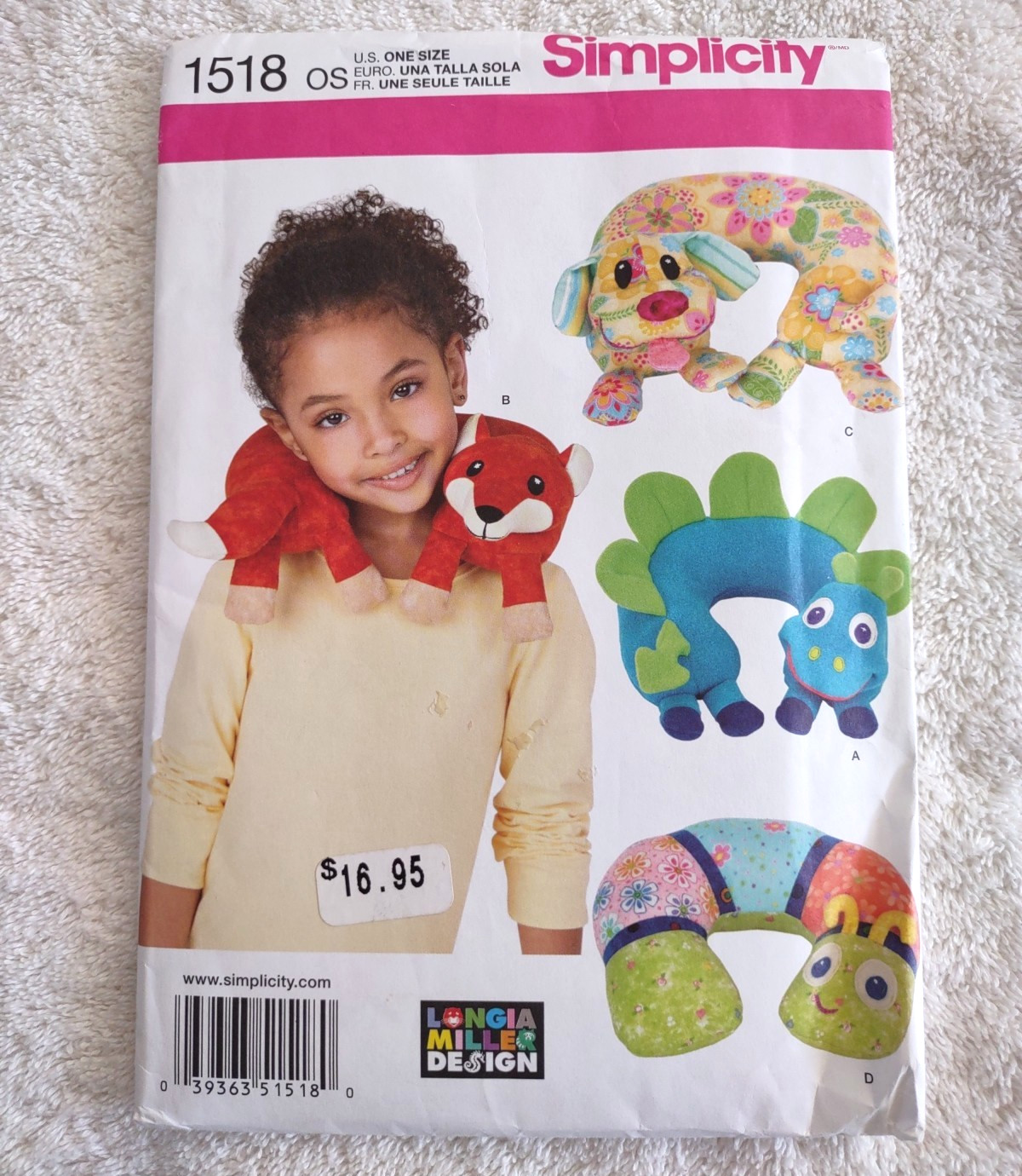 Simplicity Child Animal Neck Pillows Pattern 1518 From 2013