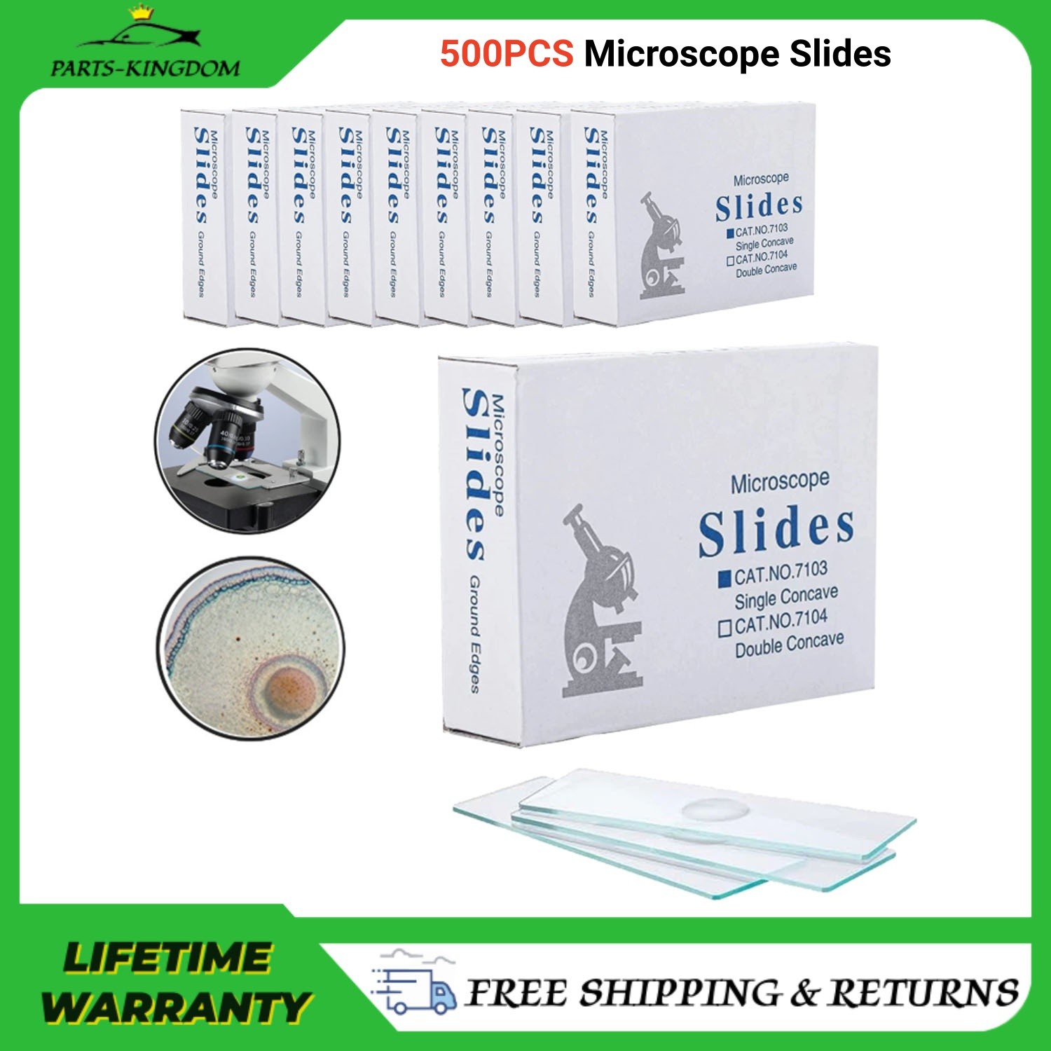 500x Single Concave Microscope Slides Pre-Cleaned Clear Glass Slides 25.4x76.2mm