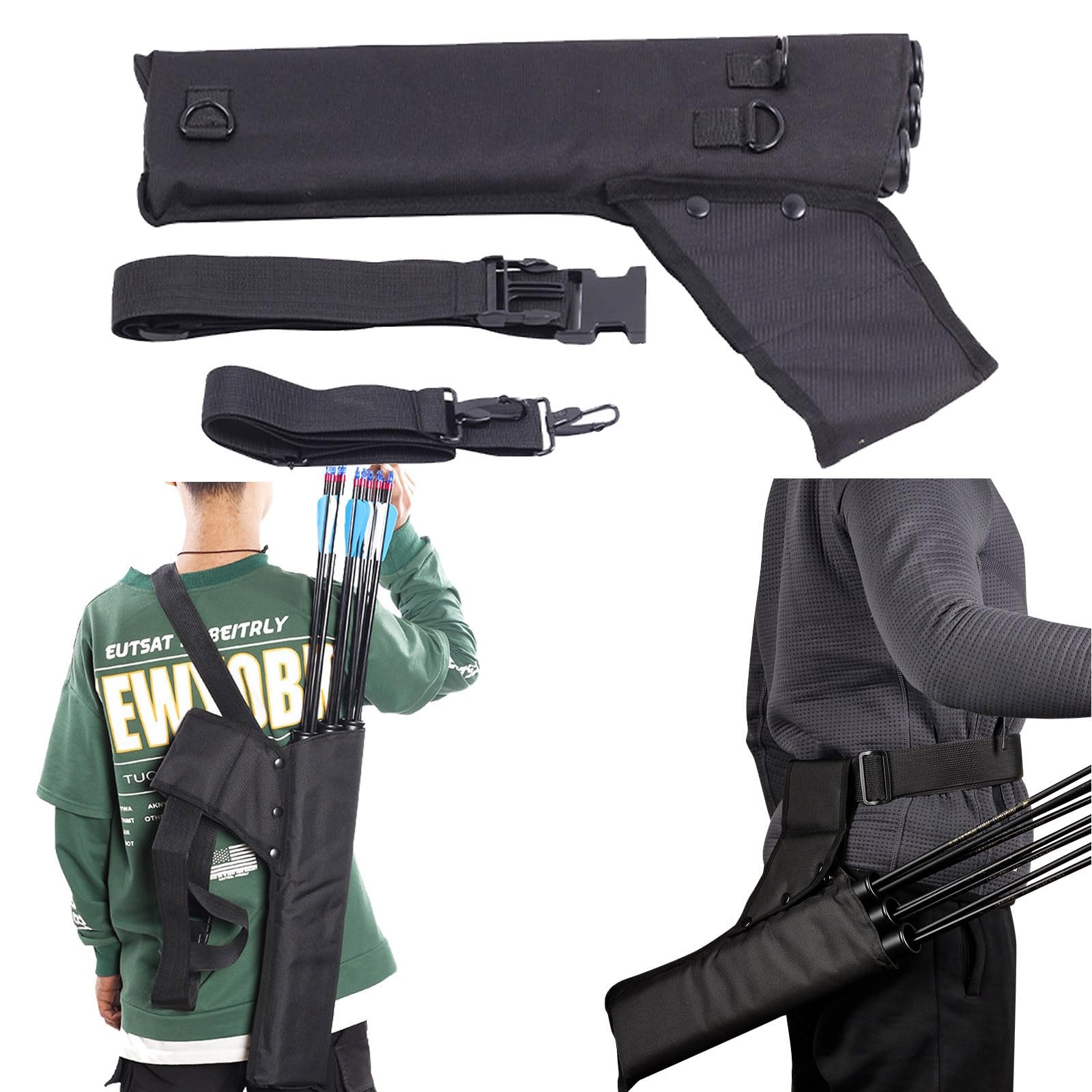 Arrow Quiver 3 Tube with Back Straps and Waist Belt, Archery Hip Quiver for A...