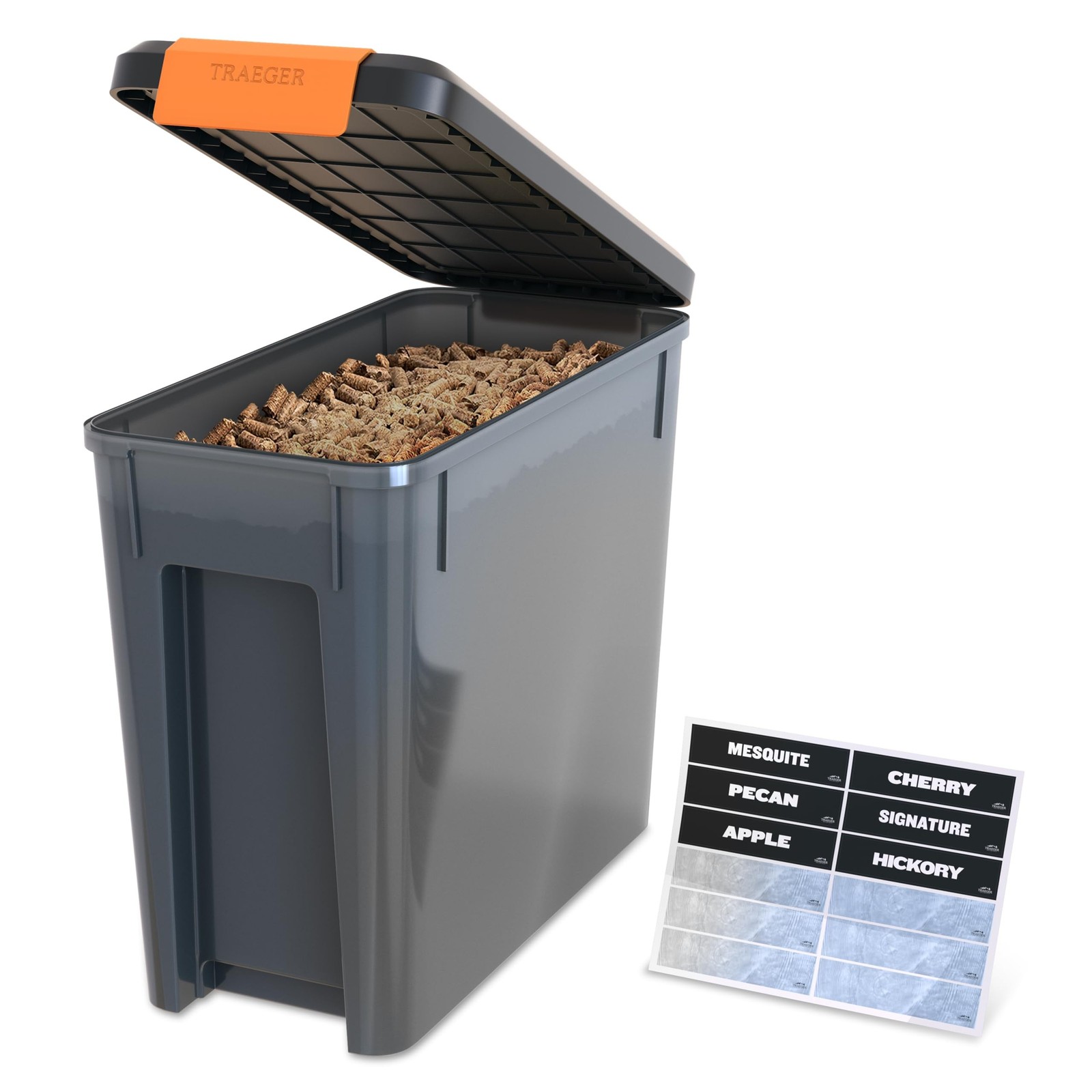 Traeger Grills BAC637 Stay Dry Pellet Storage Bin with Locking Lid, 22lb Capa...