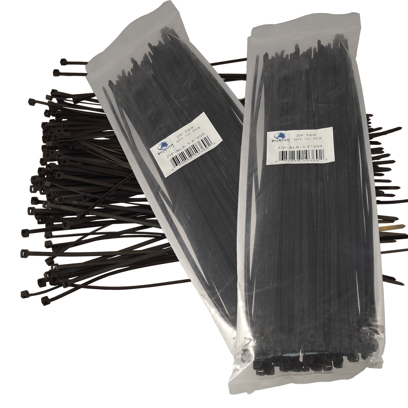 200 12" Cable Ties BLACK 300mm Long 3.6mm Wide 40# Strong Industrial Wire Ziptie