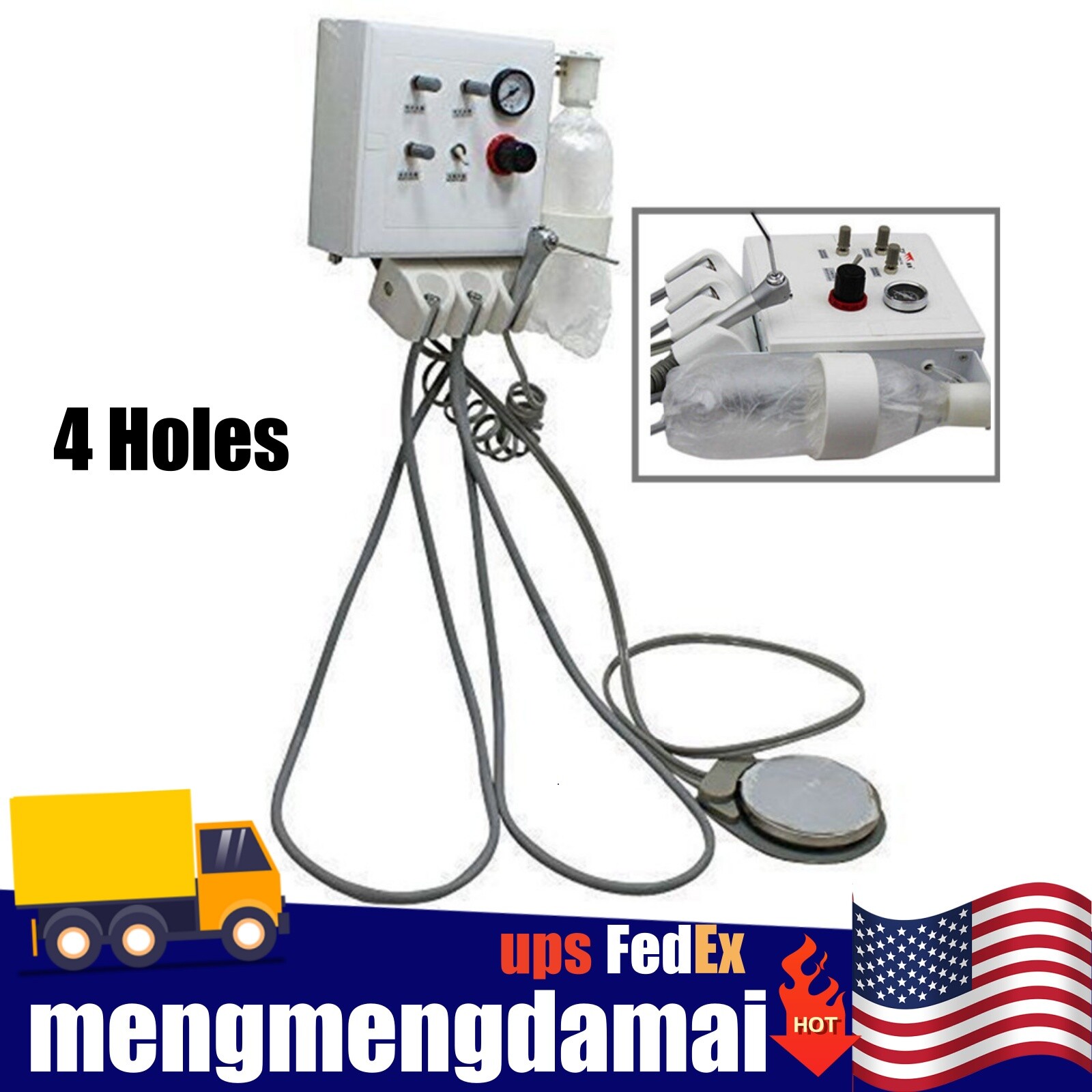 Medical Dental 4 Hole Delivery Turbine Unit Wall Hanging Work For Air Compressor