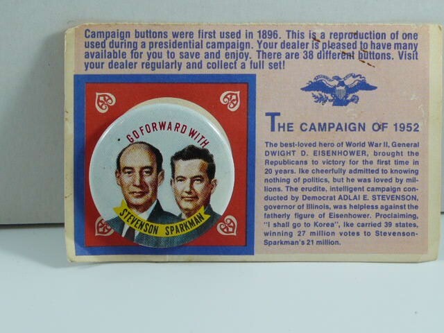 CAMPAIGN BUTTON 1972 STEVENSON SPARKMAN 1952 STANDARD OIL