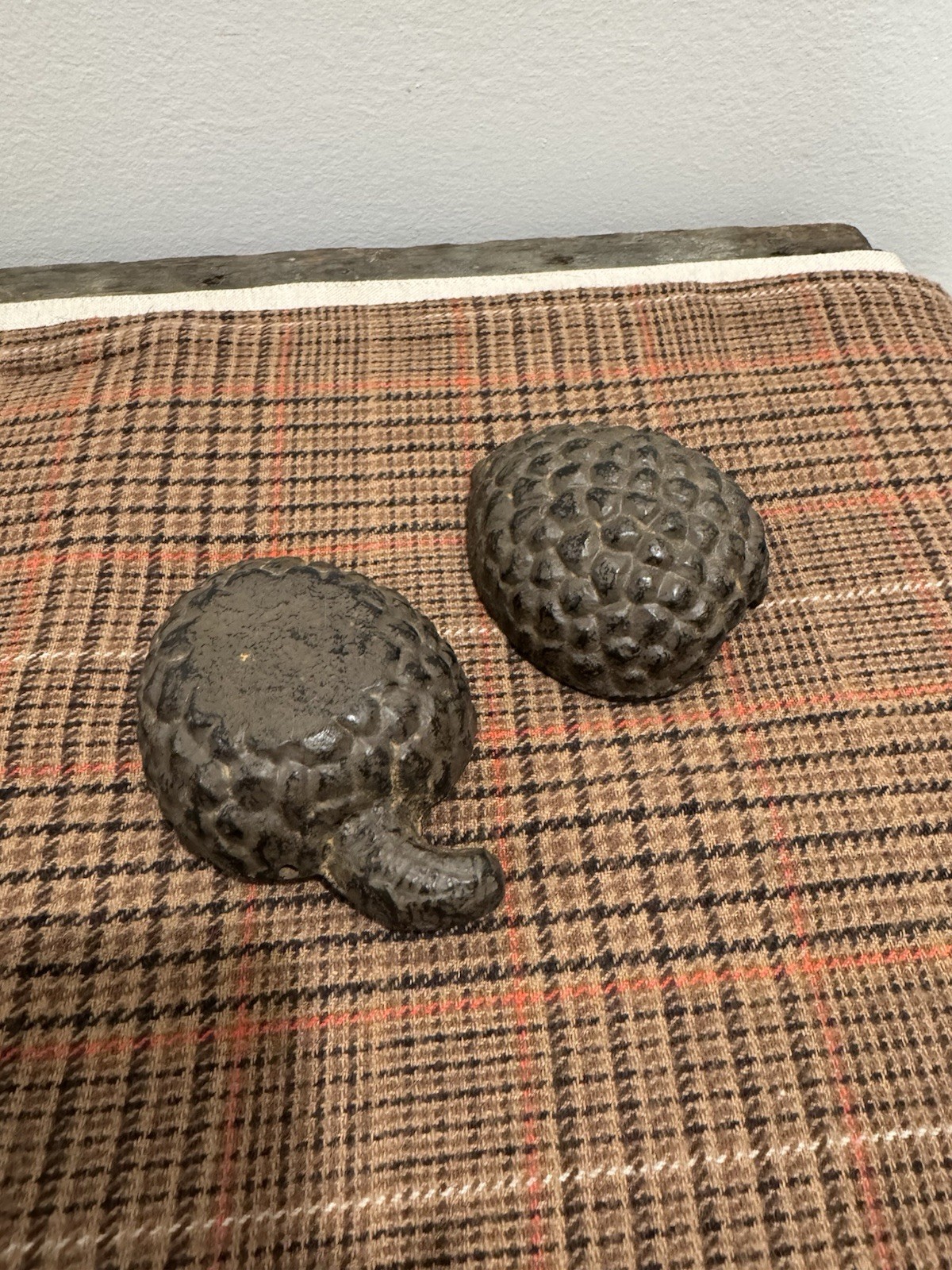 Vintage Cast Iron Trinket Box Pine Cone4”