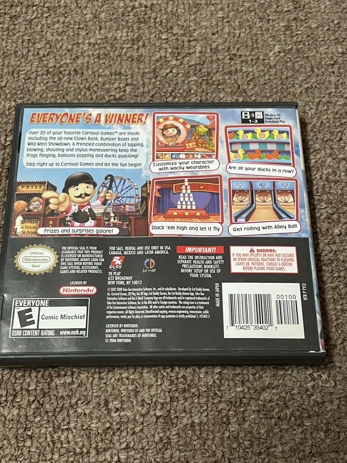 Carnival Games (Nintendo DS) Empty Replacement Case Only No Game
