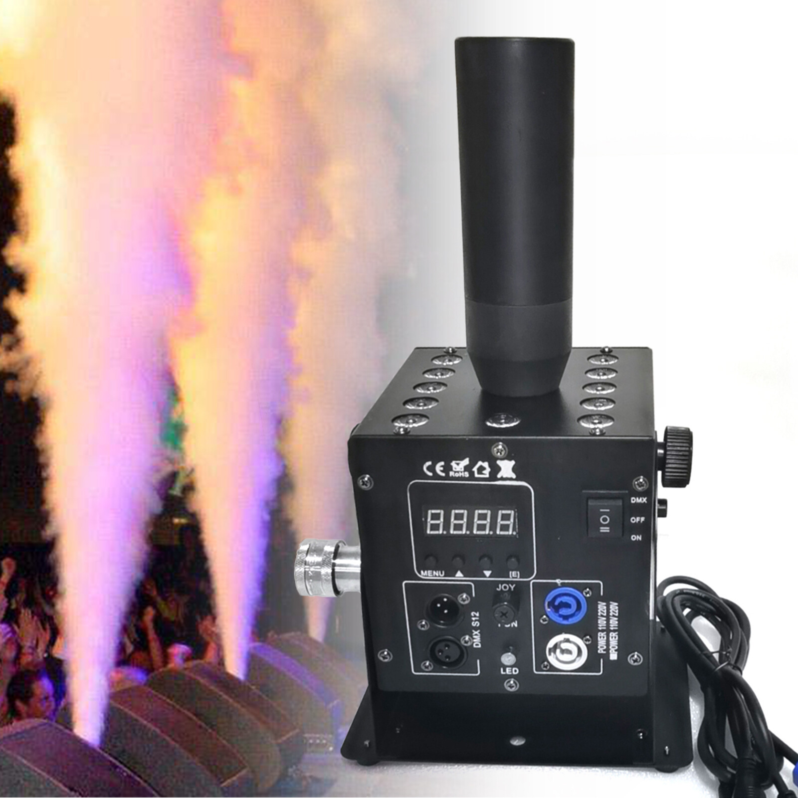 2 Pack LED CO2 Jet Smoke Machine & 6m Hose CO2 Cannon DMX Blaster DJ Disco Stag