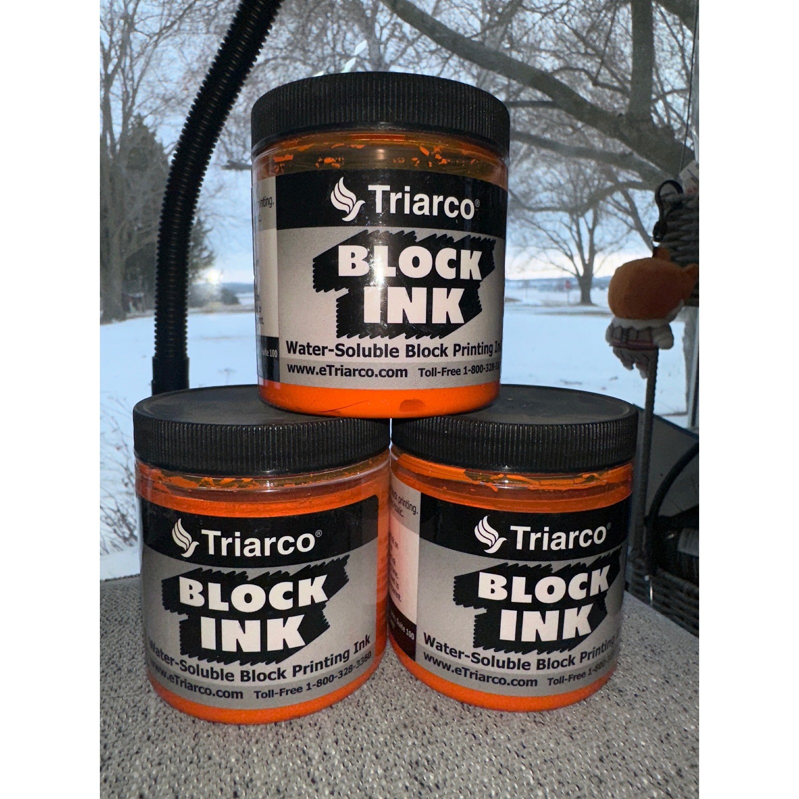 Triarco Orange Block Printing Ink Water Soluble Relief Printmaking Lot of 3
