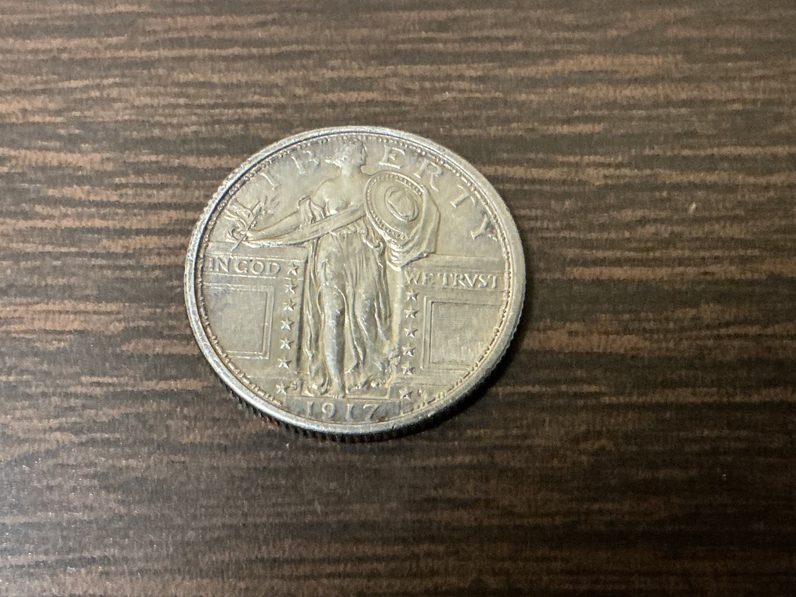 1917-S Type 1 Silver Standing Liberty Quarter AU