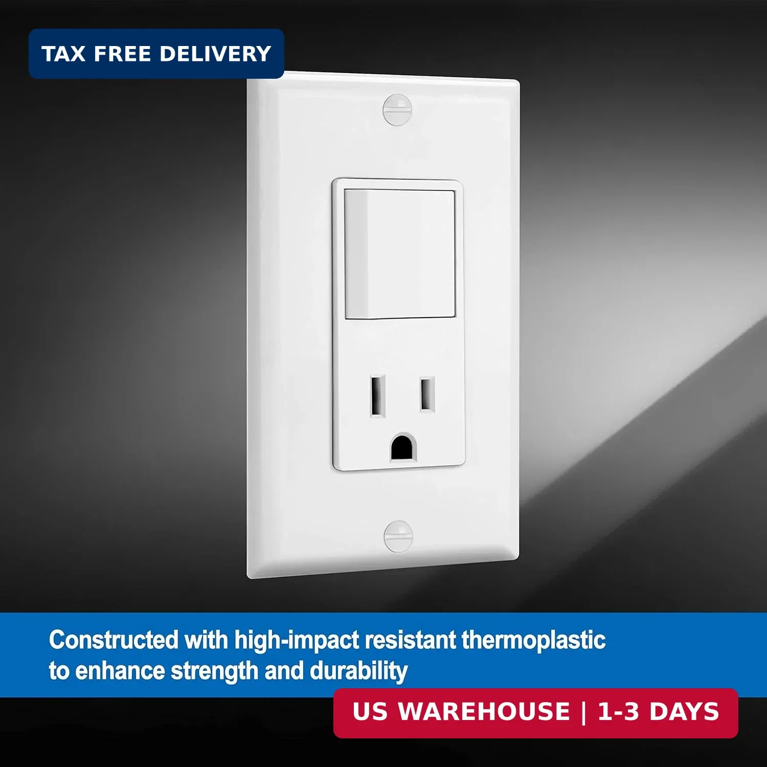 BESTTEN 10 Pack Combination Wall Light Switch and Decor Outlet, Single Pole Rock