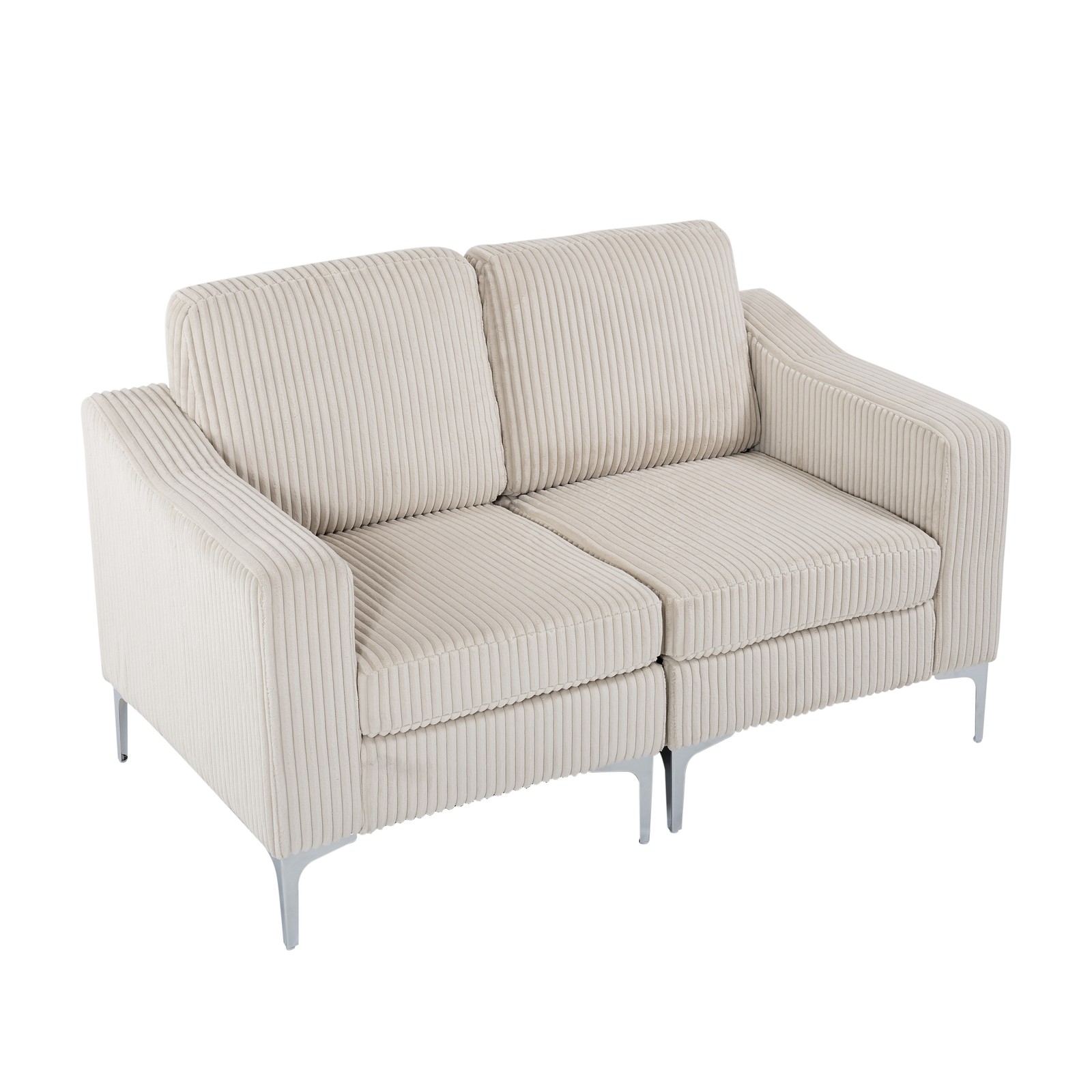 Modular Sectional Two-Seater Sofa , Corduroy Sectional Couch,Beige