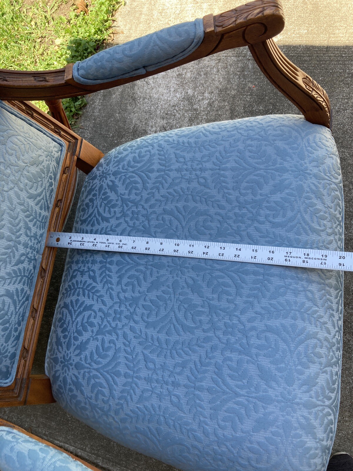1 Louis XVI Blue Upholstery Arm Chairs. Nice.