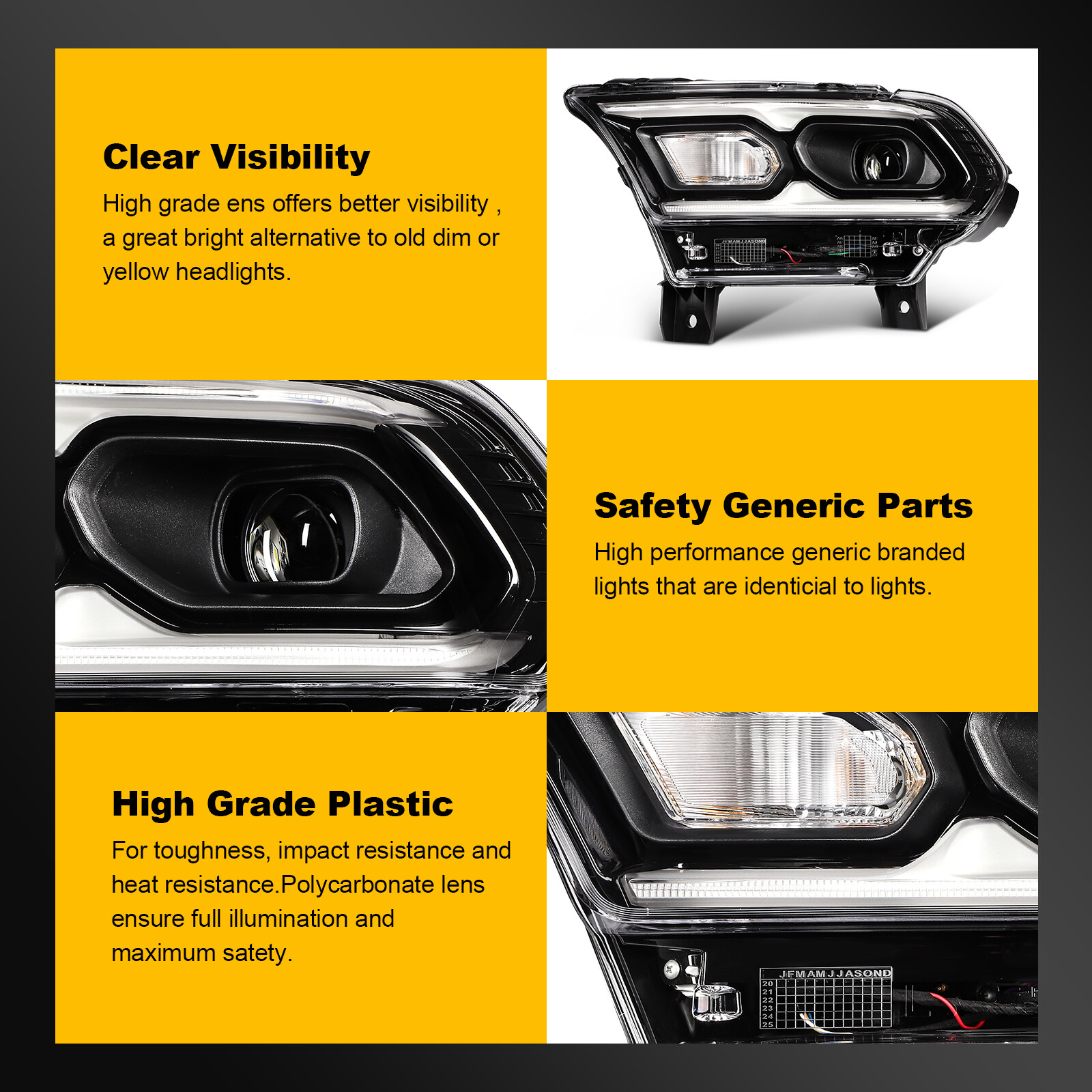 [LED DRL Type] Left Driver Side Headlight Assembly For 2021-2024 Dodge Durango