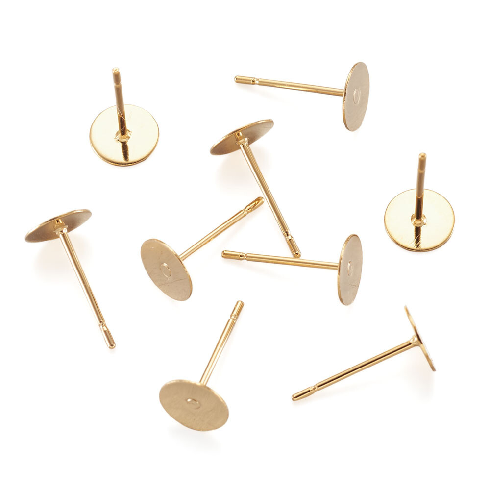 100 pcs Golden 304 Stainless Steel Stud Earring Findings Crafts 12x6mm Pin 0.8mm