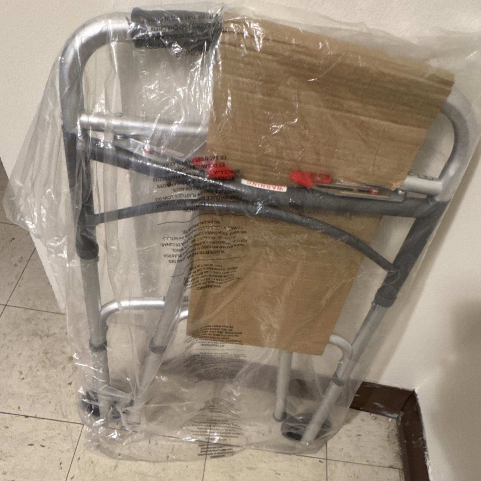 Drive Deluxe Two Button Folding Walker Adult 5" Wheels Foldable Silver