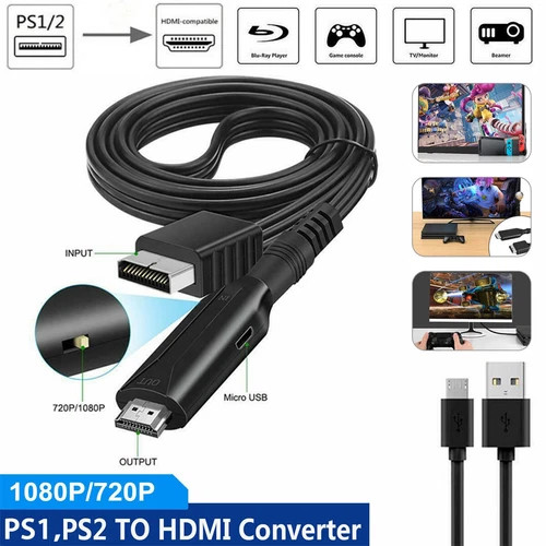For Sony PS1 PS2 to HDMI Adapter Cable Game Console Audio Video Converter Cable