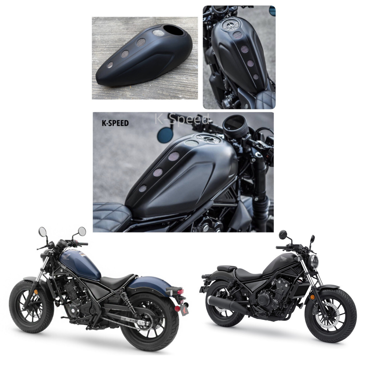 Diablo Black Fuel Tank Cover V.1 Fits Honda Rebel 300 & 500 2017 - 2021