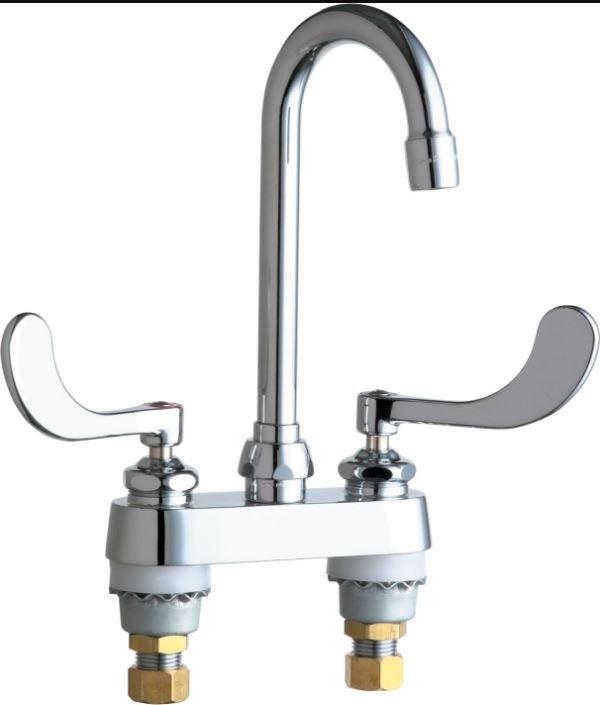 Chicago Faucets 895-317ABCP Gooseneck Faucet with Wristblade Handles